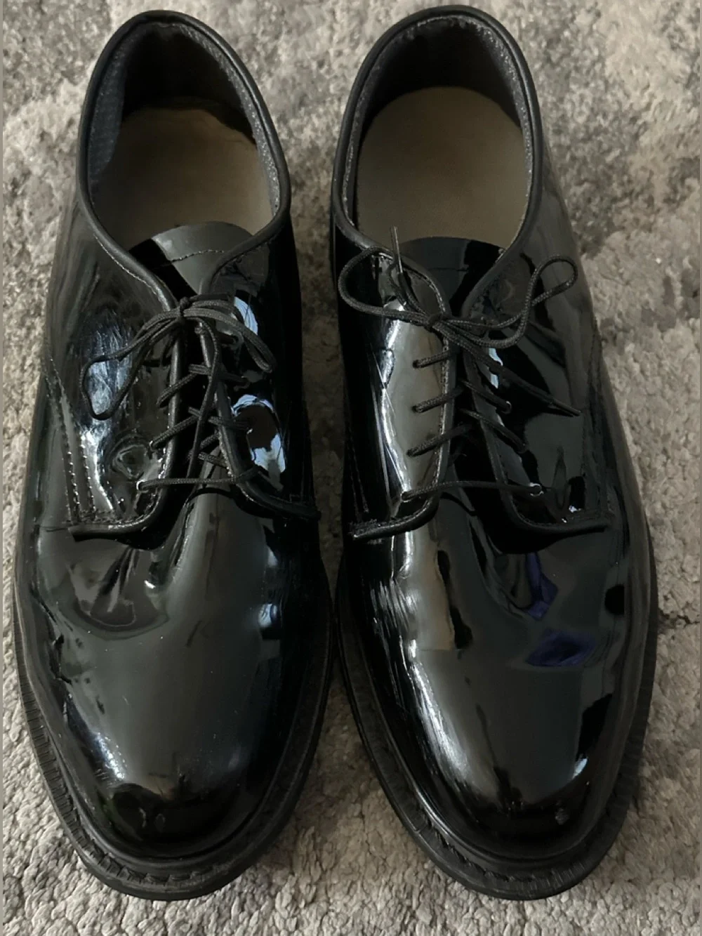 Vibram Men's Black Patent Leather Military/Oxford Shoes - Size 9.5C